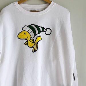 NEW Forever 21  x Peanuts Woodstock Sweatshirt Crewneck White Medium Oversized